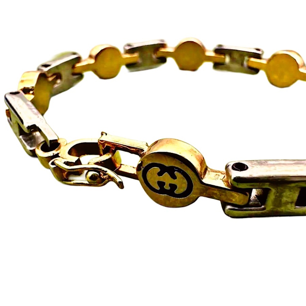 Authentic Vintage Gucci Rare Gold & Silver Plated GG Link Bracelet - Picture 3 of 4